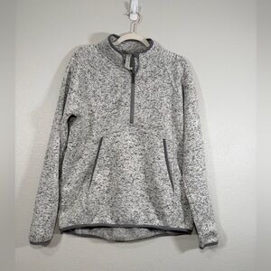 Freedom Trail Kyodan Heather Gray Half Zip Up Sweater Fleece Lining Women XL